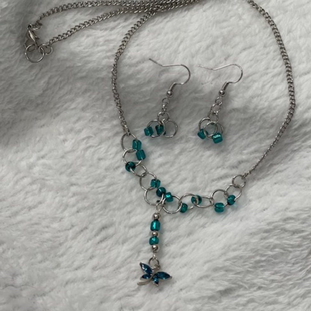 dragonfly necklace and earring set